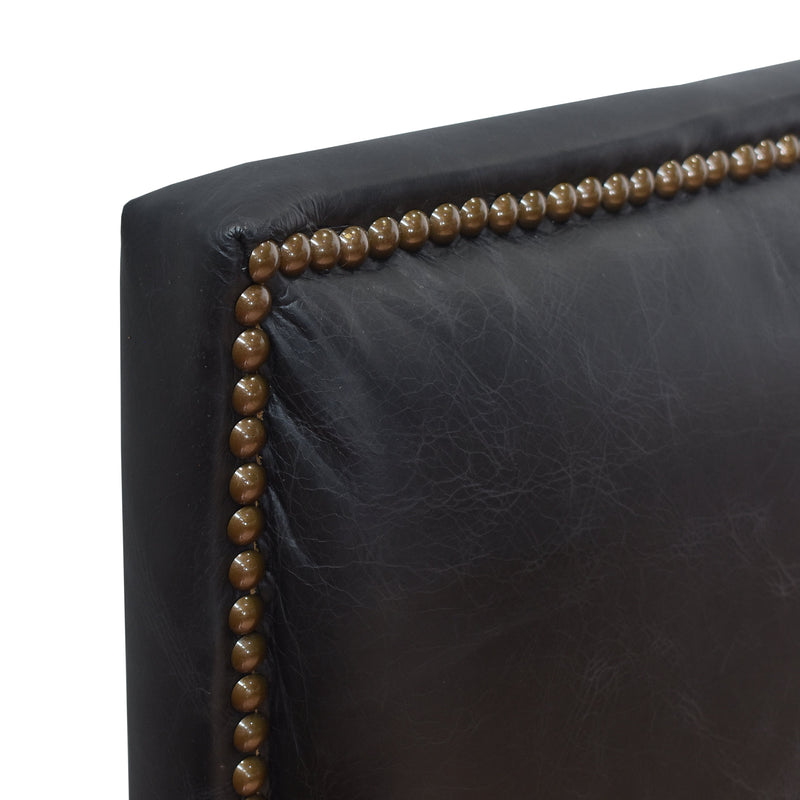 Luton Black Leather Bedhead-Dovetailed &amp; Doublestitched