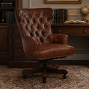 Maddox Brown Leather Desk Chair-Dovetailed &amp; Doublestitched