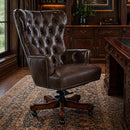 Maddox Dark Chocolate Leather Desk Chair-Dovetailed &amp; Doublestitched