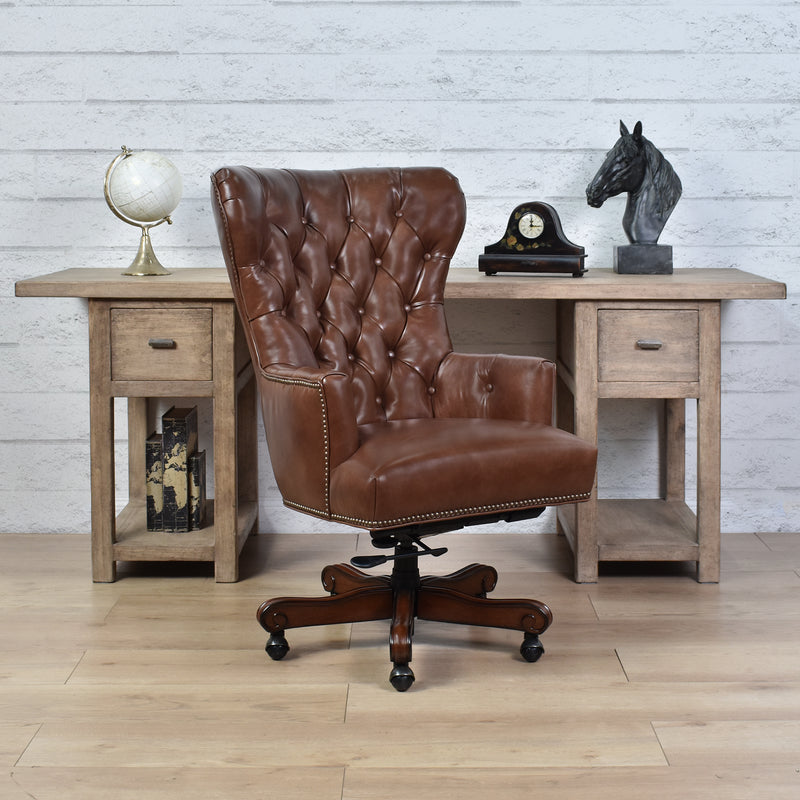 Maddox Leather Desk Chair-Dovetailed &amp; Doublestitched