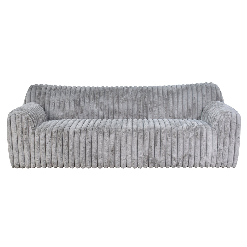 Margot Fluffy Grey Corduroy 3 Seater Sofa-Dovetailed &amp; Doublestitched