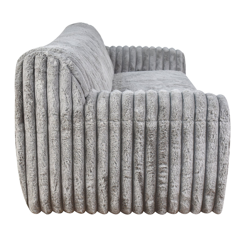 Margot Fluffy Grey Corduroy 3 Seater Sofa-Dovetailed &amp; Doublestitched