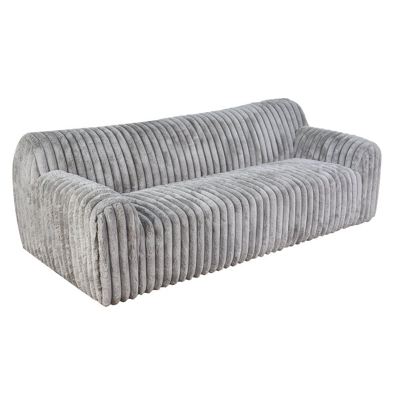 Margot Fluffy Grey Corduroy 3 Seater Sofa-Dovetailed &amp; Doublestitched