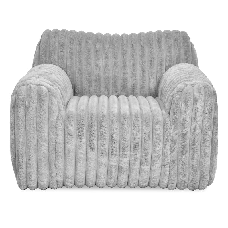 Margot Fluffy Grey Corduroy Armchair-Dovetailed &amp; Doublestitched