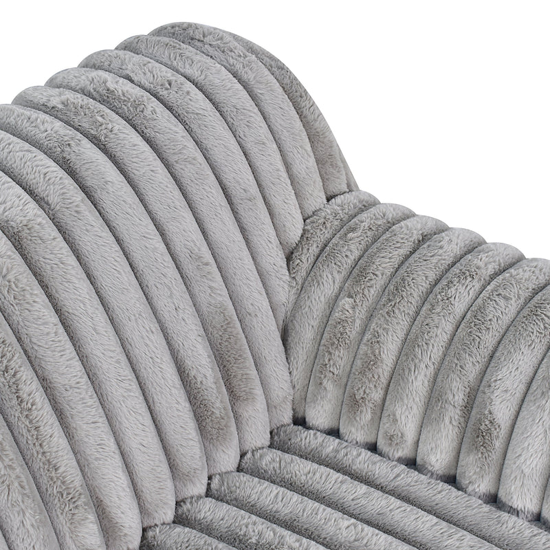 Margot Fluffy Grey Corduroy Armchair-Dovetailed &amp; Doublestitched