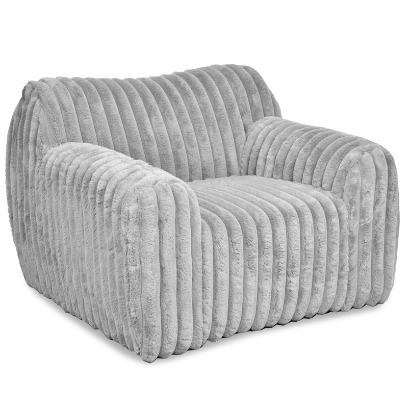 Margot Fluffy Grey Corduroy Armchair-Dovetailed &amp; Doublestitched