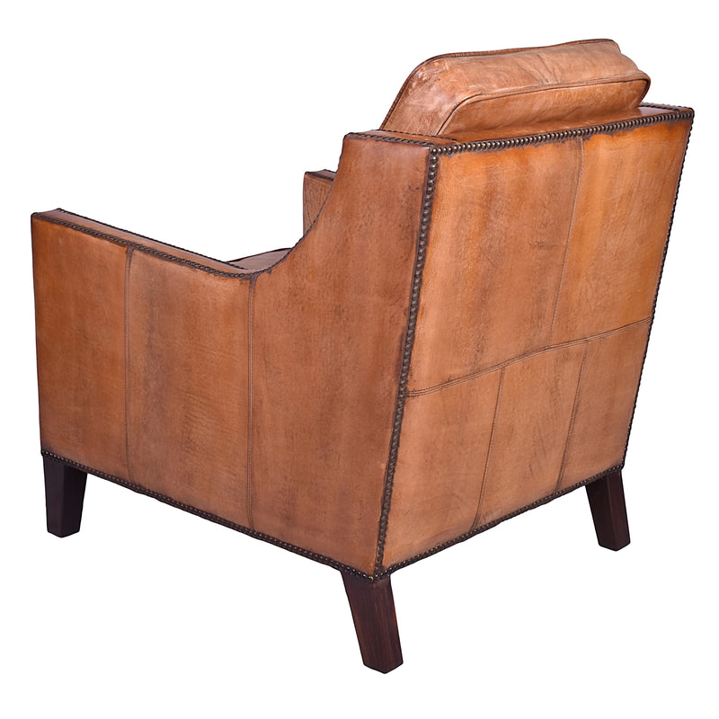 Marshall Antique Leather Armchair-Dovetailed &amp; Doublestitched