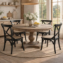 Martina 1.5m Reclaimed Timber Round Dining Table-Dovetailed &amp; Doublestitched