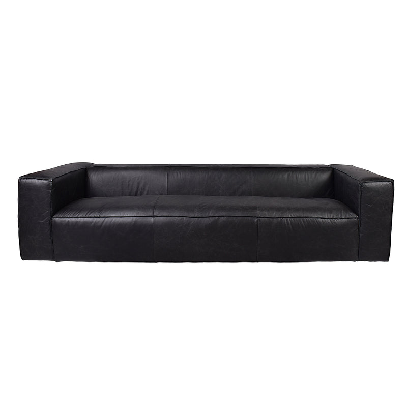 Mateo Black Leather 4 Seater Sofa-Dovetailed &amp; Doublestitched