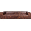 Mateo Brown Leather 4 Seater Sofa-Dovetailed &amp; Doublestitched
