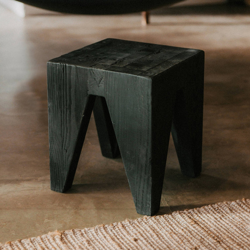 Maui Peg Stool in Black-Dovetailed &amp; Doublestitched