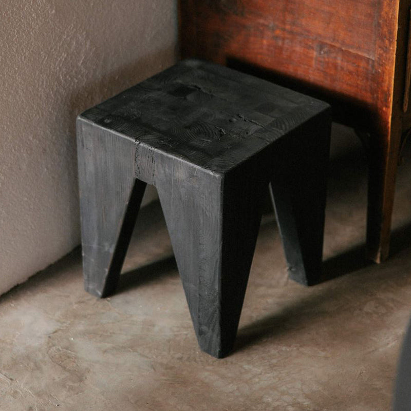 Maui Peg Stool in Black-Dovetailed &amp; Doublestitched