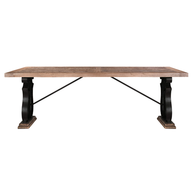 Michigan 2.4m French Iron Dining Table-Dovetailed &amp; Doublestitched