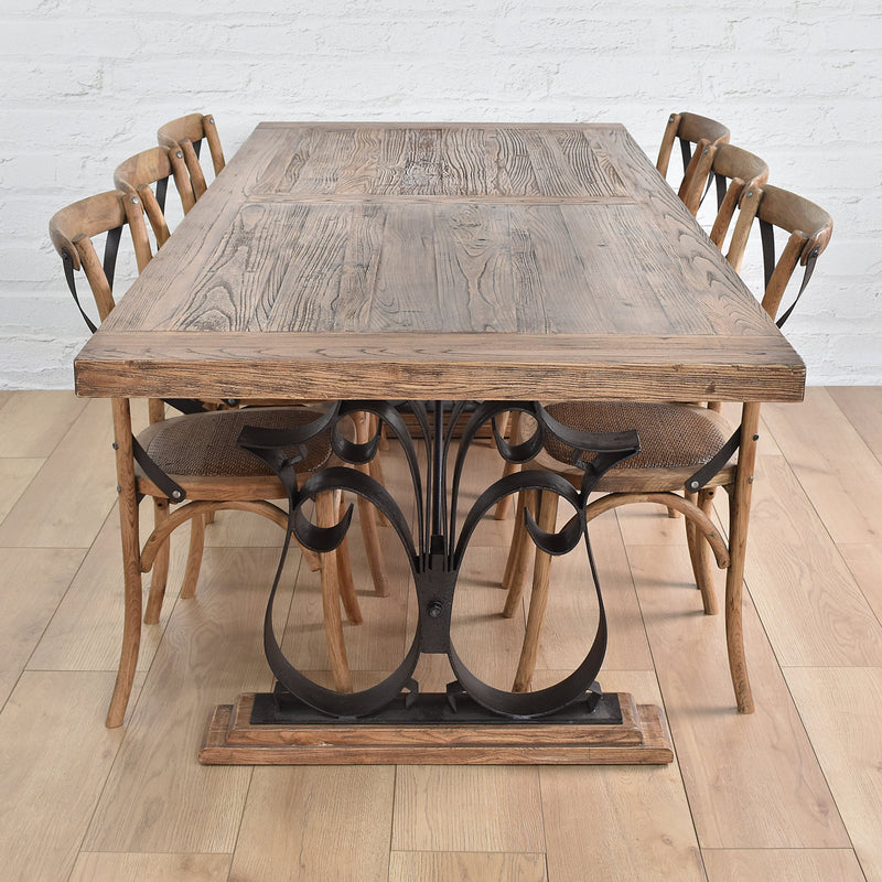 Michigan 2.4m French Iron Dining Table-Dovetailed &amp; Doublestitched