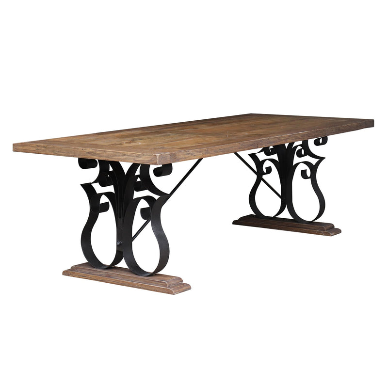 Michigan 2.4m French Iron Dining Table-Dovetailed &amp; Doublestitched