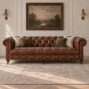 Monarch 3 Seater Vintage Leather Chesterfield Sofa-Dovetailed &amp; Doublestitched