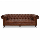 Monarch 3 Seater Vintage Leather Chesterfield Sofa-Dovetailed &amp; Doublestitched