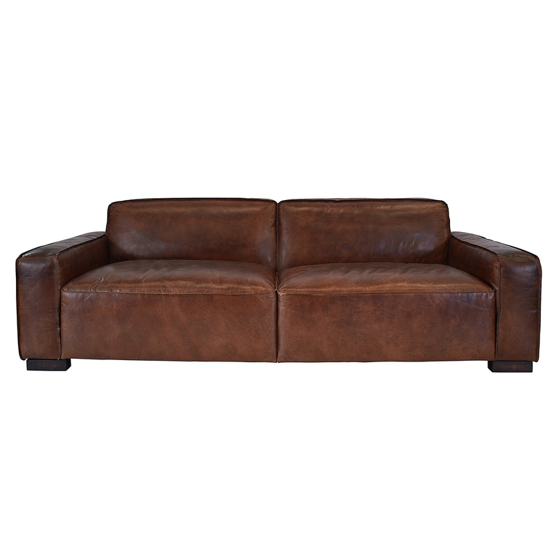 Mudec 3.5 Seater Vintage Leather Sofa-Dovetailed &amp; Doublestitched