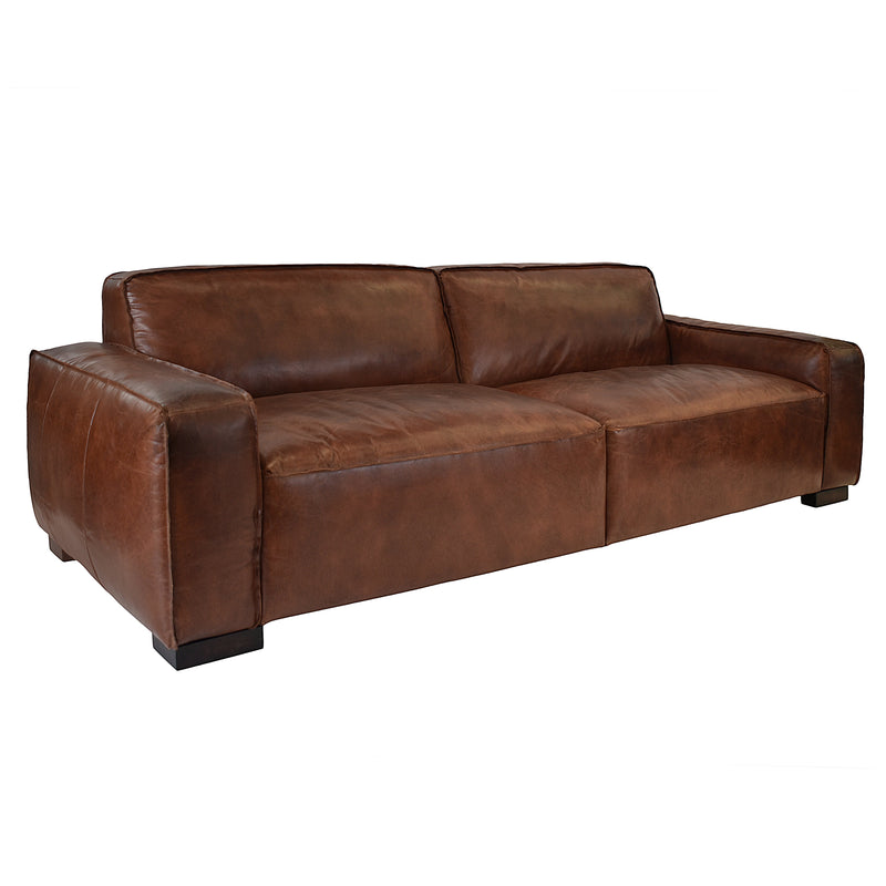 Mudec 3.5 Seater Vintage Leather Sofa-Dovetailed &amp; Doublestitched