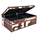 Nomad Dark Brown Cowhide Trunk Coffee Table-Dovetailed &amp; Doublestitched