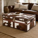 Nomad Dark Brown Cowhide Trunk Coffee Table-Dovetailed &amp; Doublestitched