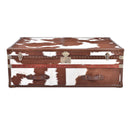 Nomad Dark Brown Cowhide Trunk Coffee Table-Dovetailed &amp; Doublestitched