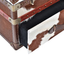 Nomad Dark Brown Cowhide Trunk Coffee Table-Dovetailed &amp; Doublestitched