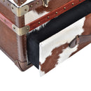 Nomad Dark Brown Cowhide Trunk Coffee Table-Dovetailed &amp; Doublestitched