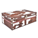 Nomad Dark Brown Cowhide Trunk Coffee Table-Dovetailed &amp; Doublestitched
