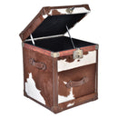 Nomad Dark Brown Cowhide Trunk Side Table-Dovetailed &amp; Doublestitched