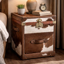 Nomad Dark Brown Cowhide Trunk Side Table-Dovetailed &amp; Doublestitched