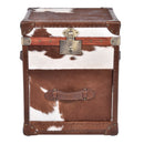 Nomad Dark Brown Cowhide Trunk Side Table-Dovetailed &amp; Doublestitched