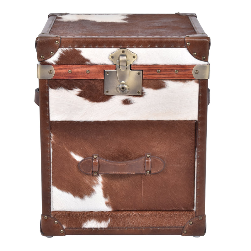 Nomad Dark Brown Cowhide Trunk Side Table