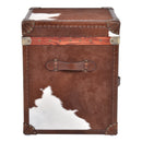 Nomad Dark Brown Cowhide Trunk Side Table-Dovetailed &amp; Doublestitched