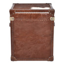 Nomad Dark Brown Cowhide Trunk Side Table-Dovetailed &amp; Doublestitched