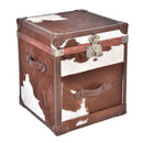 Nomad Dark Brown Cowhide Trunk Side Table-Dovetailed &amp; Doublestitched