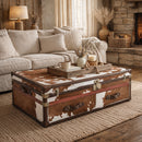 Nomad Light Brown Cowhide Trunk Coffee Table-Dovetailed &amp; Doublestitched