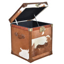 Nomad Light Brown Cowhide Trunk Side Table-Dovetailed &amp; Doublestitched