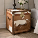 Nomad Light Brown Cowhide Trunk Side Table-Dovetailed &amp; Doublestitched