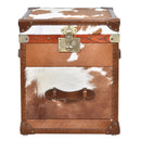 Nomad Light Brown Cowhide Trunk Side Table-Dovetailed &amp; Doublestitched