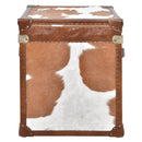 Nomad Light Brown Cowhide Trunk Side Table-Dovetailed &amp; Doublestitched