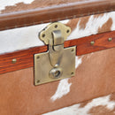 Nomad Light Brown Cowhide Trunk Side Table-Dovetailed &amp; Doublestitched