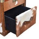 Nomad Light Brown Cowhide Trunk Side Table-Dovetailed &amp; Doublestitched