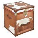 Nomad Light Brown Cowhide Trunk Side Table-Dovetailed &amp; Doublestitched