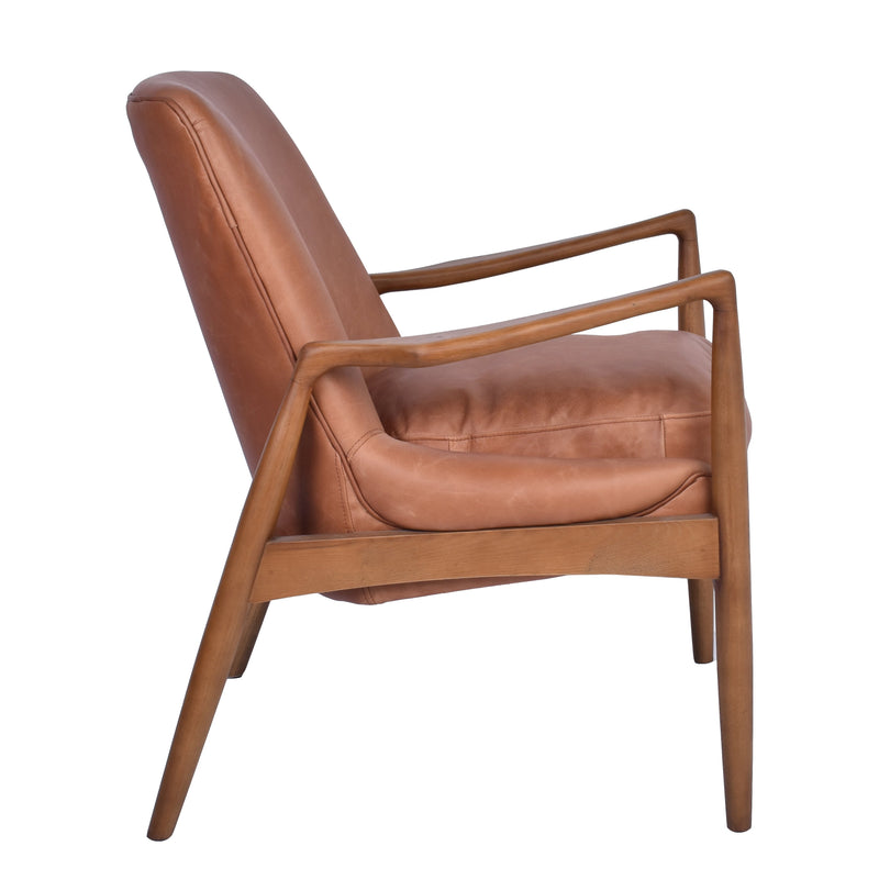 Nordic Leather Armchair in Toffee-Dovetailed &amp; Doublestitched