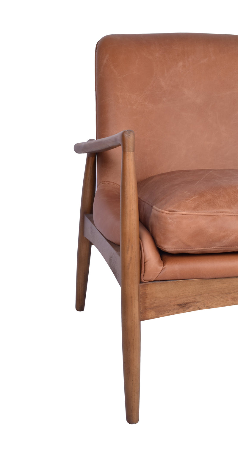 Nordic Leather Armchair in Toffee-Dovetailed &amp; Doublestitched