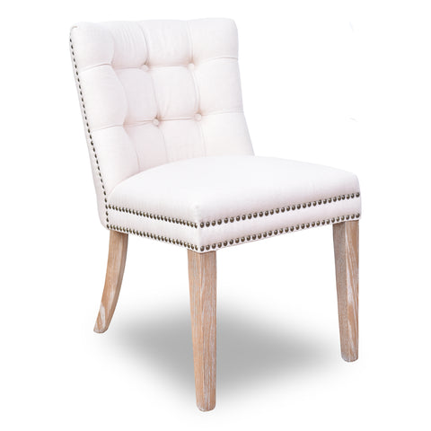 Nova Antique White Fabric Dining Chair White Wash