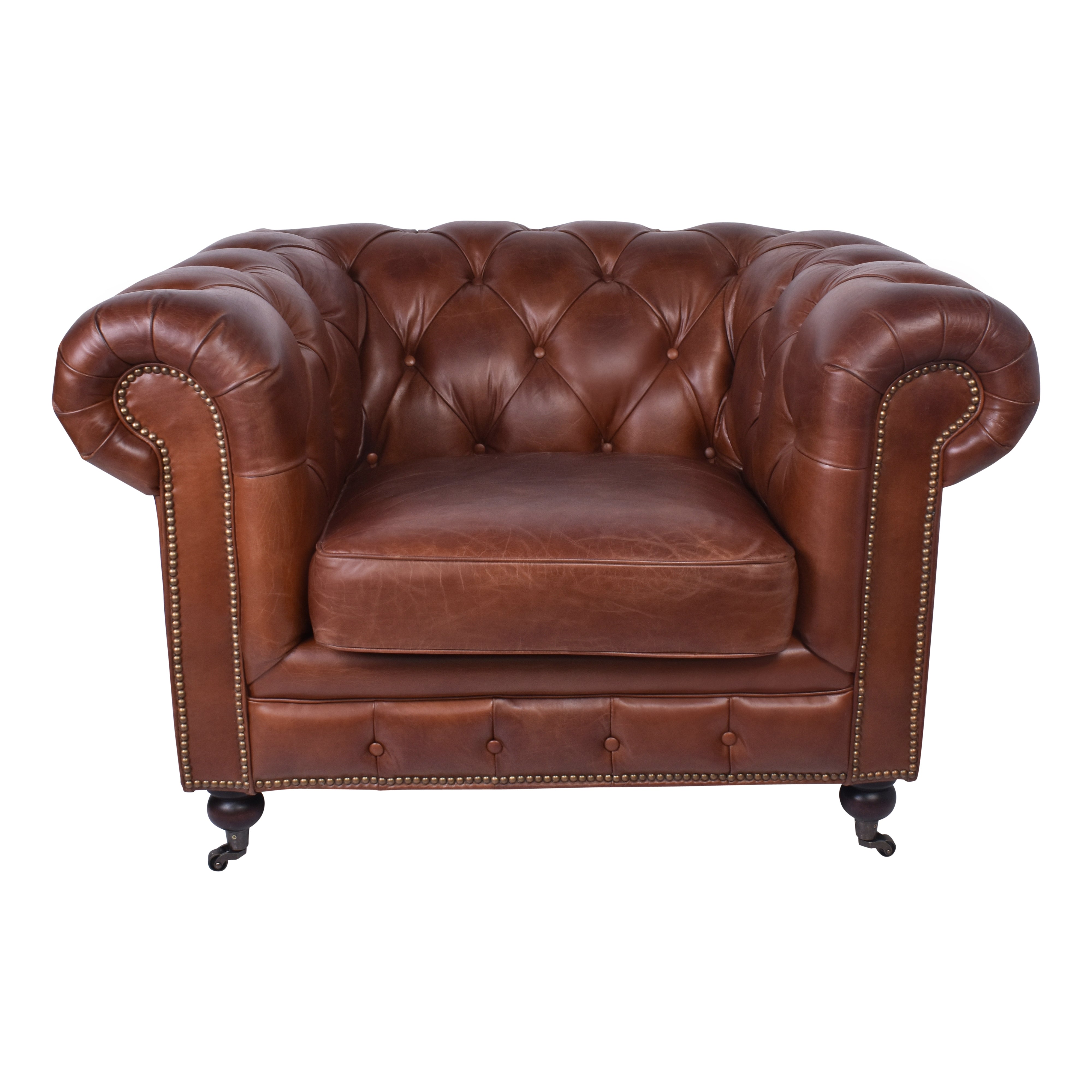 Old Bailey Vintage Leather Chesterfield Armchair - Dovetailed & Double