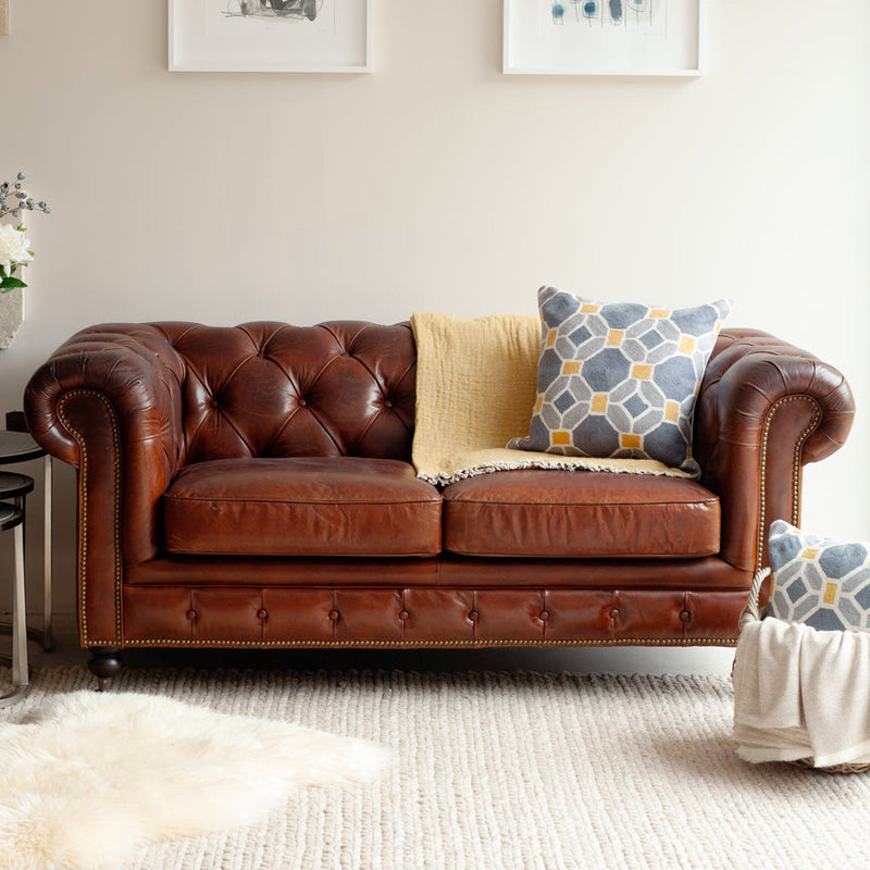 Old Bailey Vintage Leather Chesterfield Sofa - 2 Seater-Dovetailed &amp; Doublestitched