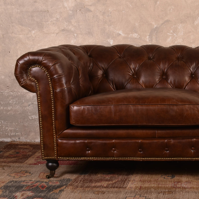 Old Bailey Vintage Leather Chesterfield Sofa - 3 Seater-Dovetailed &amp; Doublestitched